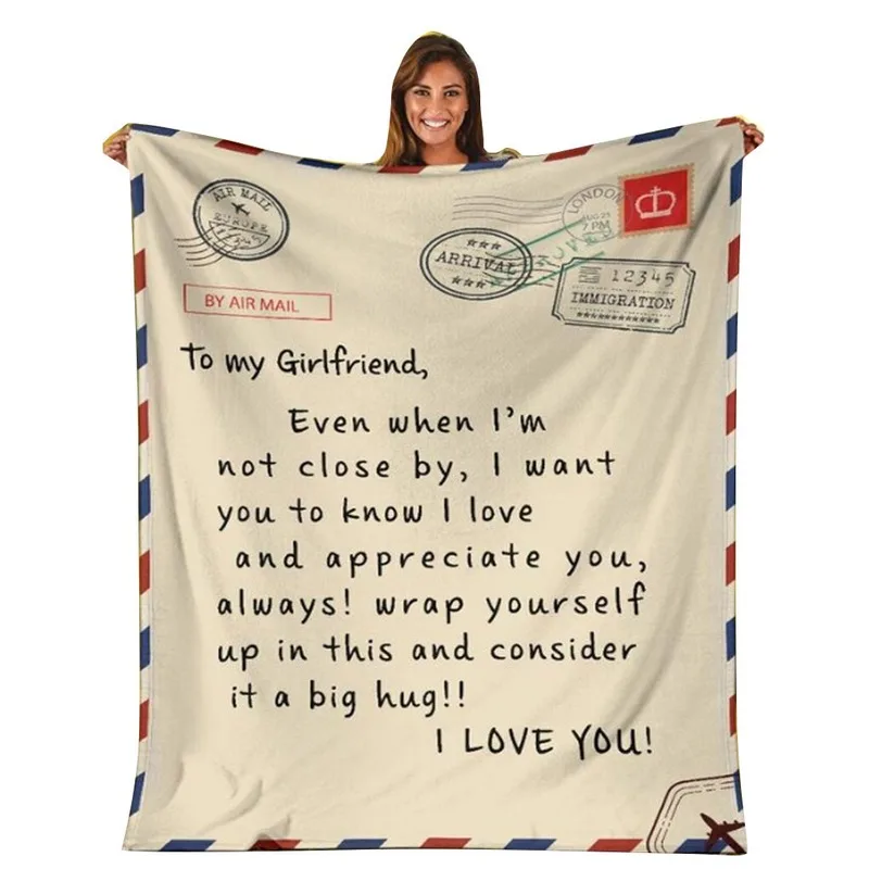 

To My Daughter Wife Son Dad Letter Blanket Sherpa Fleece Warm Soft Bed Couch Nap Throw Blanket Home Decor Brief Blankets F915