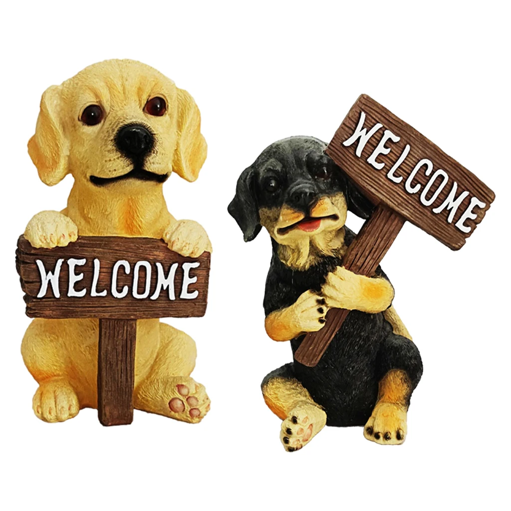 

Outdoor decoration dog welcome sign garden puppy statue lawn decoration backyard sculpture flower pot crafts home accessories