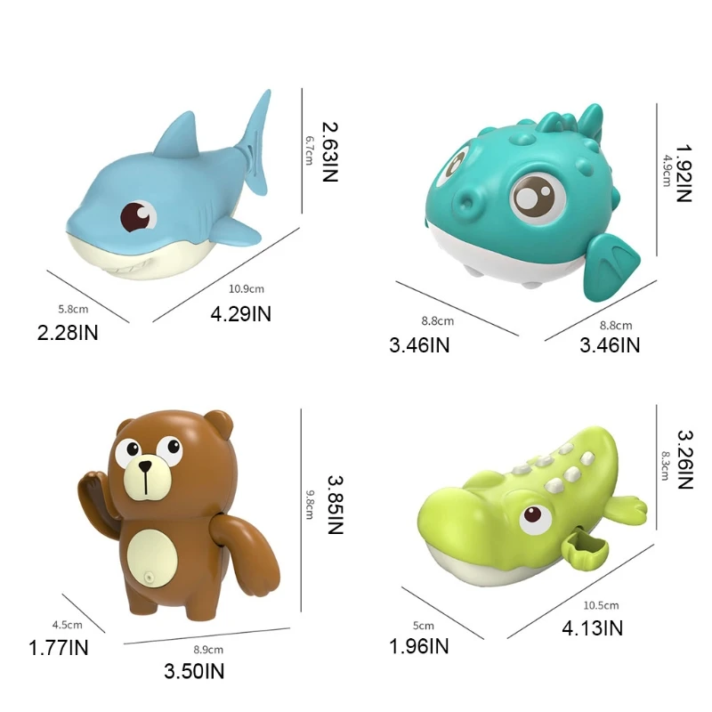 

1Set Swimming Pool Toy Education Toy Bathroom Playing Toy Swimming Sea Animal-Shape Bath Shower Clockwork Toy for Baby