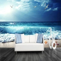 custom 3d wall mural modern seaside scenery beach photo wallpaper living room theme hotel background wall decor papel de parede