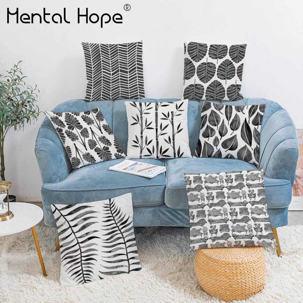 Мягкая Наволочка с принтом растений плюшевая наволочка рисунком листьев