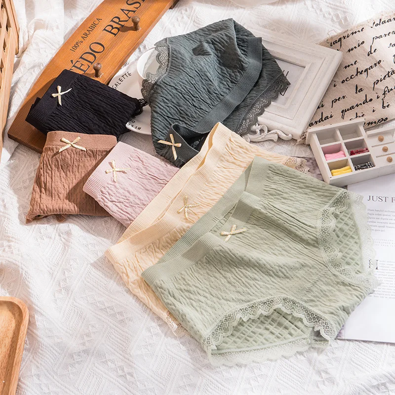 Женское хлопковое нижнее белье студенческие антибактериальные трусы с бабочкой