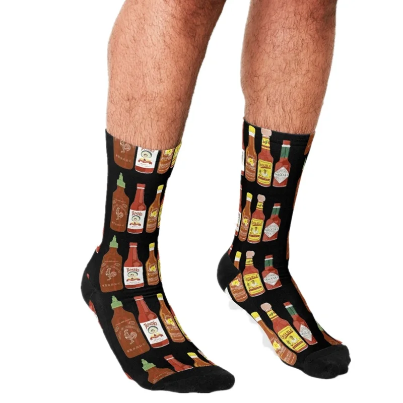 

2021 Funny Socks Men harajuku Waffle Pattern Printed Happy hip hop Men Socks Novelty Skateboard Crew Casual Crazy Socks