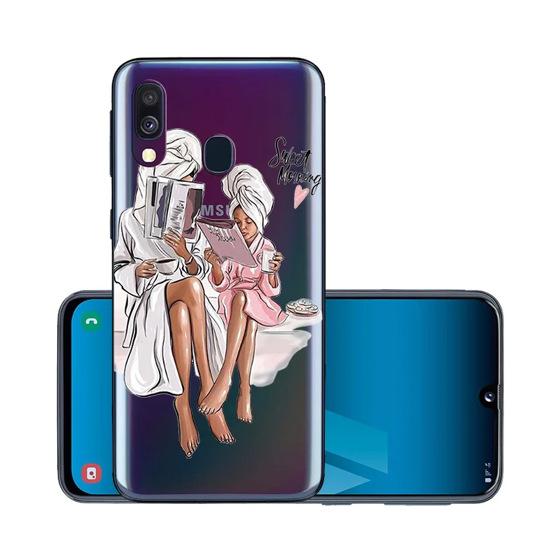 Модный мягкий чехол из ТПУ с рисунком супер мама девочка ребенок для Samsung A40 A 40
