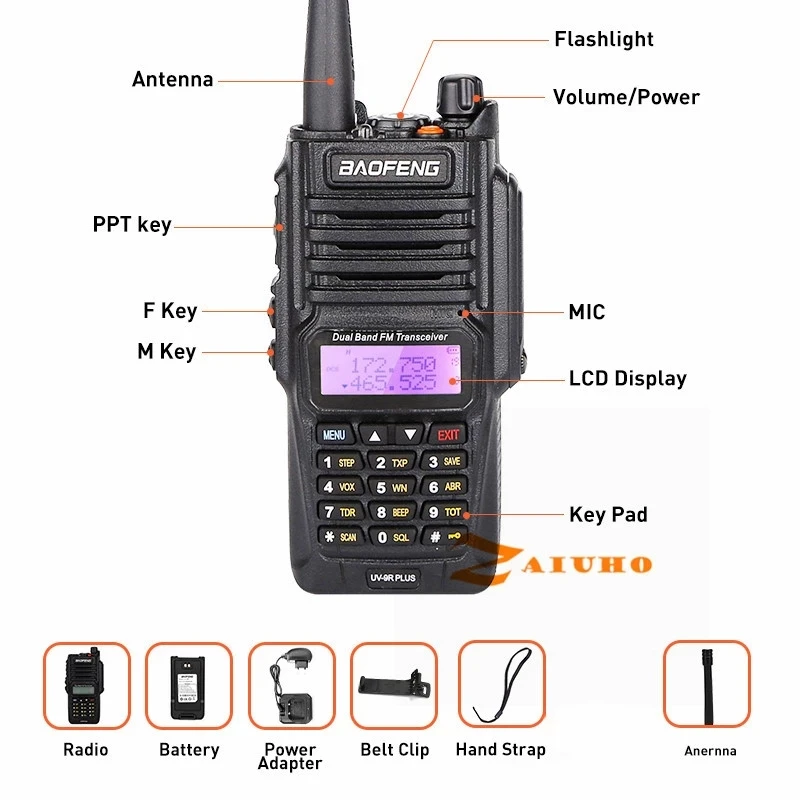 2022 baofeng uv 9r plus waterproof walkie talkie uv9rplus dual band portable cb ham radios fm transceiver two way radio free global shipping