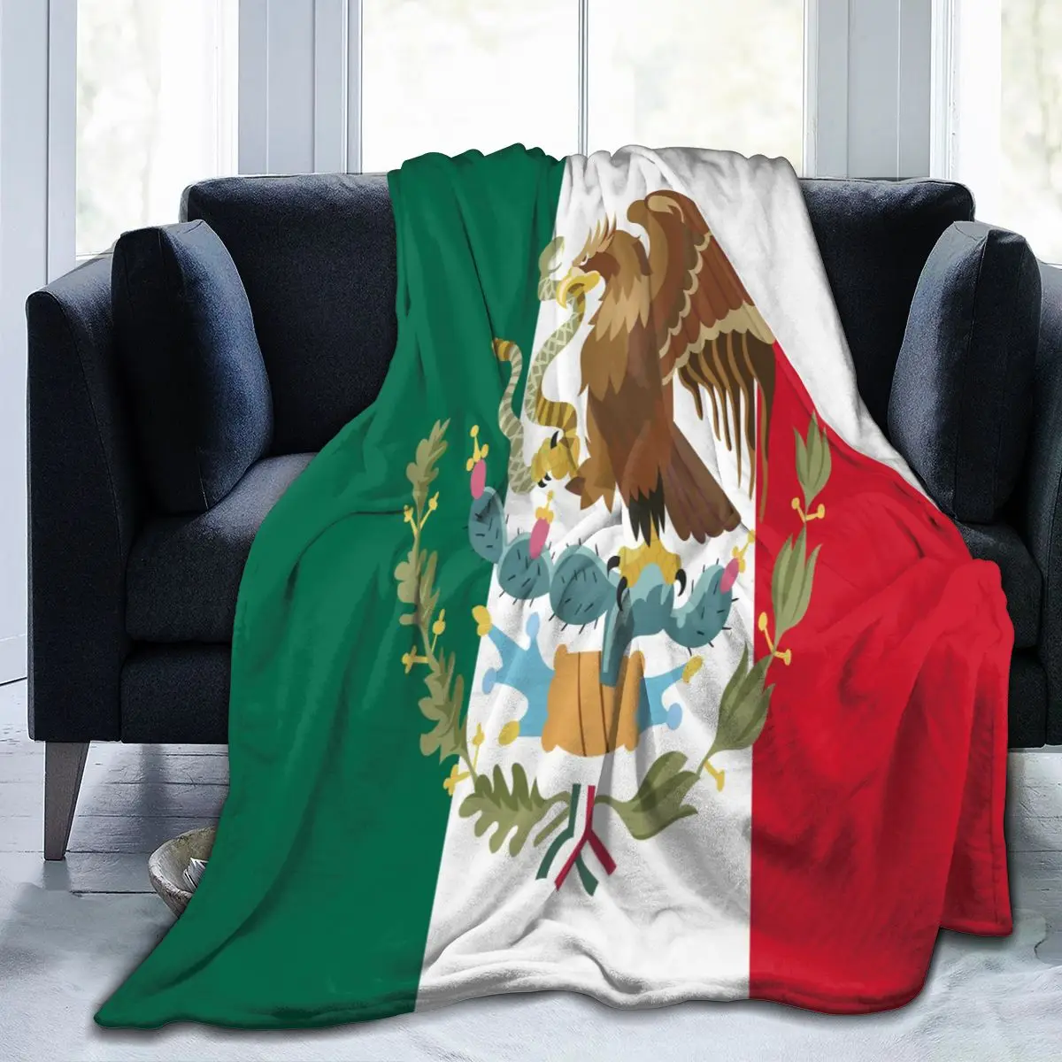 

Flannel Blanket Mexican Flag Background Ultra-Soft Micro Fleece Blanket for Bathrobe Sofa Bed Travel Home Winter Spring Fall