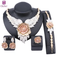 women party bridal fine crystal rose flower necklace jewelry sets for wedding party dinner dress accessories jewelry sets