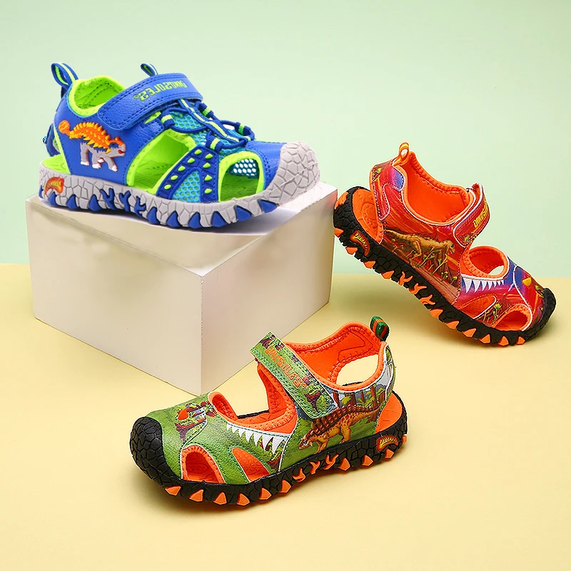 

2021 Soft Beach Kids Summer Shoes Casual 3D Dinosaur Boys Sandals Non-slip PU Children Shoes Baby Boy Trainer Footwear