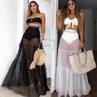Модное сексуальное прозрачное Сетчатое пляжное платье, женская накидка на бикини, шифоновая юбка, купальный костюм-накидка