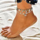 Женские винтажные Многослойные ножные браслеты VAGZEB, Ретро стиль, украшение в виде слона и листьев, украшение для ног, сандалии для ног, браслет на щиколотке