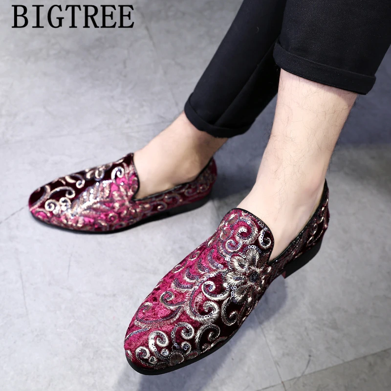 Мужская блестящая обувь Брендовые вечерние мужские лоферы свадебные туфли с