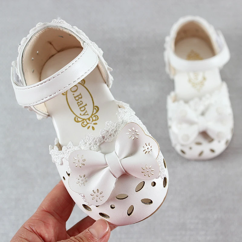 

Girls Sandals Bowknot White Children Princess Shoes Non-slip Kids Toddler Baby Shoes Summer Breathable Kids Beach Sandals Shoes