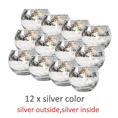 Silver 12 pcs YuryFvna 6/12 шт. Ртутные стеклянные подсвечники Votive Подсвечники Tealight Свадебные центральные украшения для вечеринок украшение дома подарок - Цвет: Silver 12 pcs