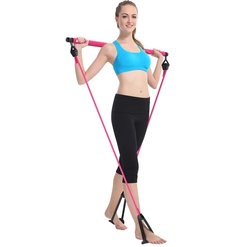 

Portable Adjustable Pilates Exercise Stick Toning Bar For Fitness Home Yoga Gym Body WorkOut Pilate Bar Kit With Resistance Band