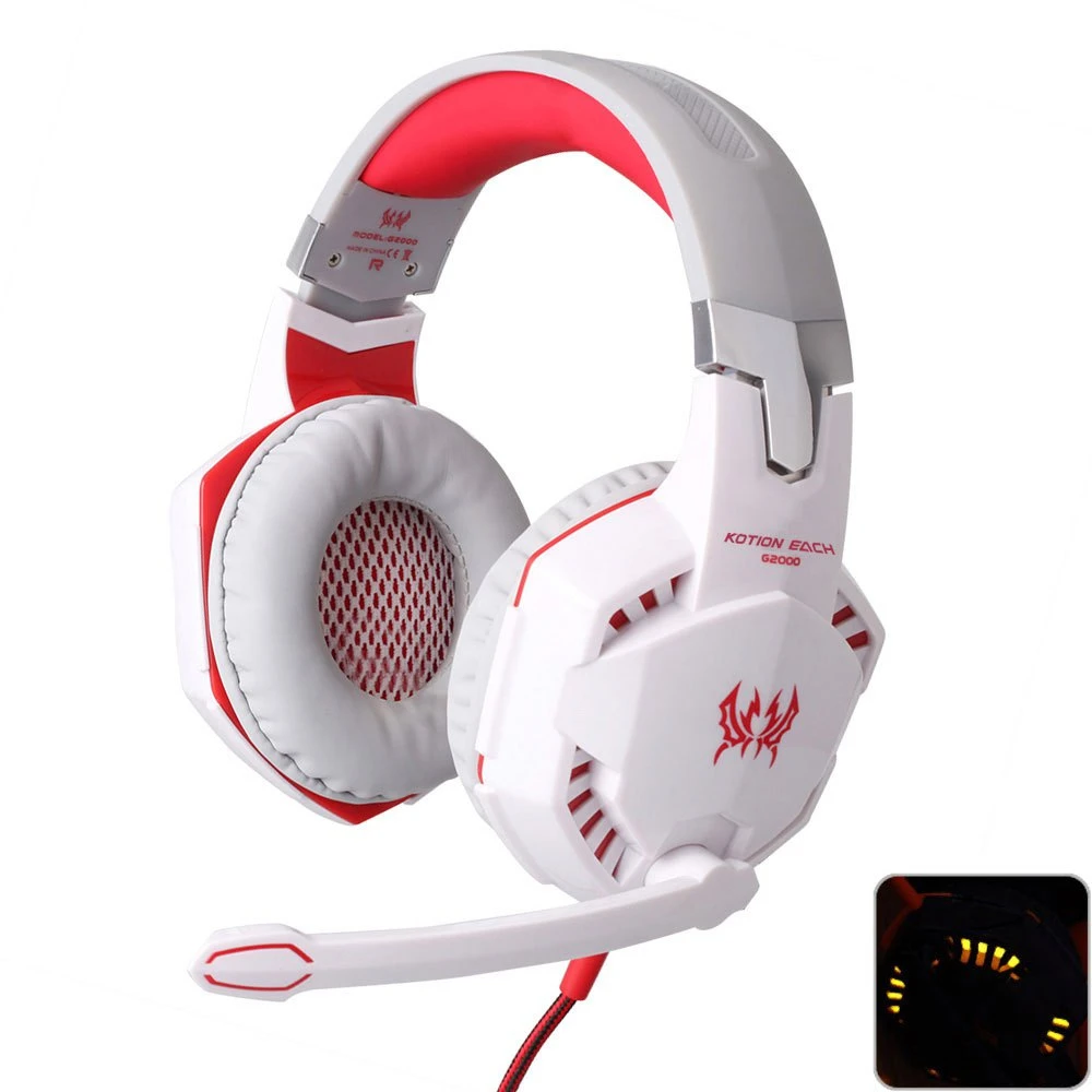 kotion each G2000 игровые наушники с микрофоном для компьютера пк со Светом 3.5 мм