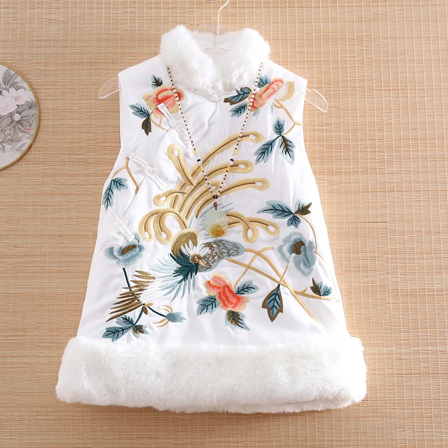Высококачественный новый зимний женский хлопковый жилет Топ в китайском стиле