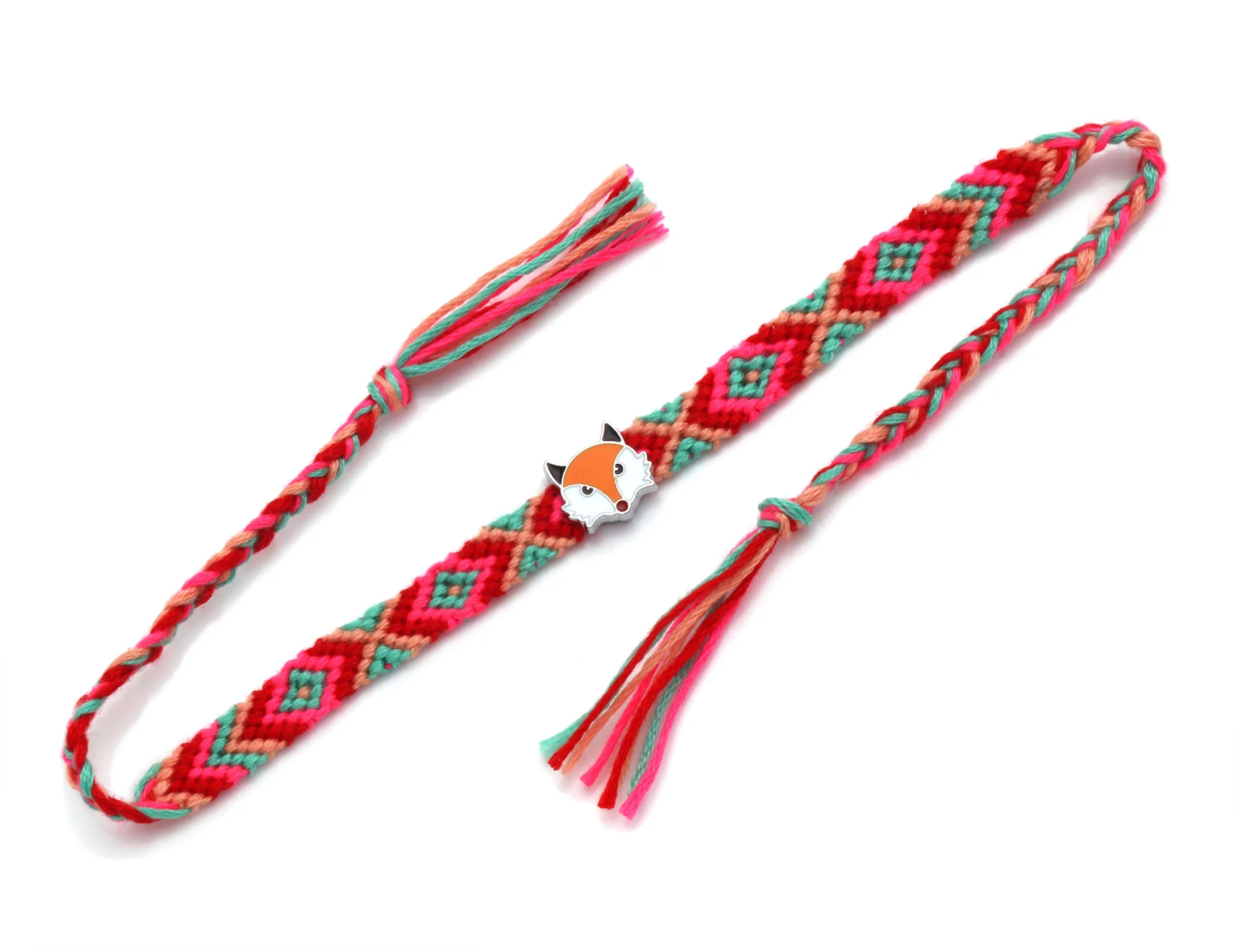 Женский и мужской плетеный браслет Boho милый в виде лисы из хлопка подарок для