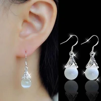 korean temperament ear jewelry female fashion studded wild simple blue powder opal drop earrings long earrings