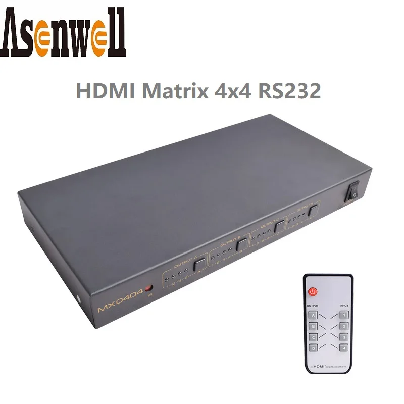 HDMI Matrix 4x4 RS232 IR Remote Control 1080P CEC HDMI Switch Splitter 4 In 4 Out Full HD HDMI Converter Hub for CCTV Monitor