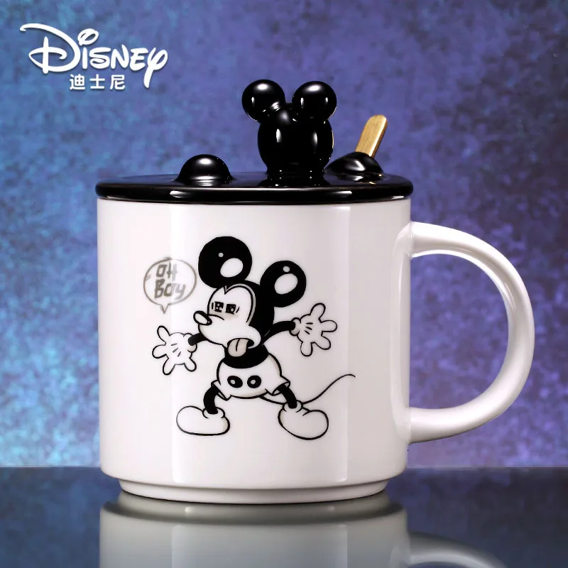 Disney чашка для воды большой емкости керамическая крышка чашка с ложкой необычная Кружка Мода Мультфильм Молоко Кофе Кружка - Цвет: C