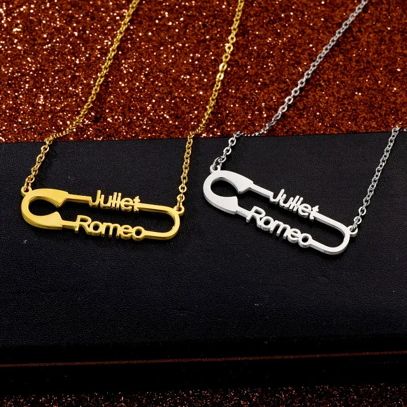 Индивидуальное ожерелье с двумя именами Влюбленных Подвески для женщин и