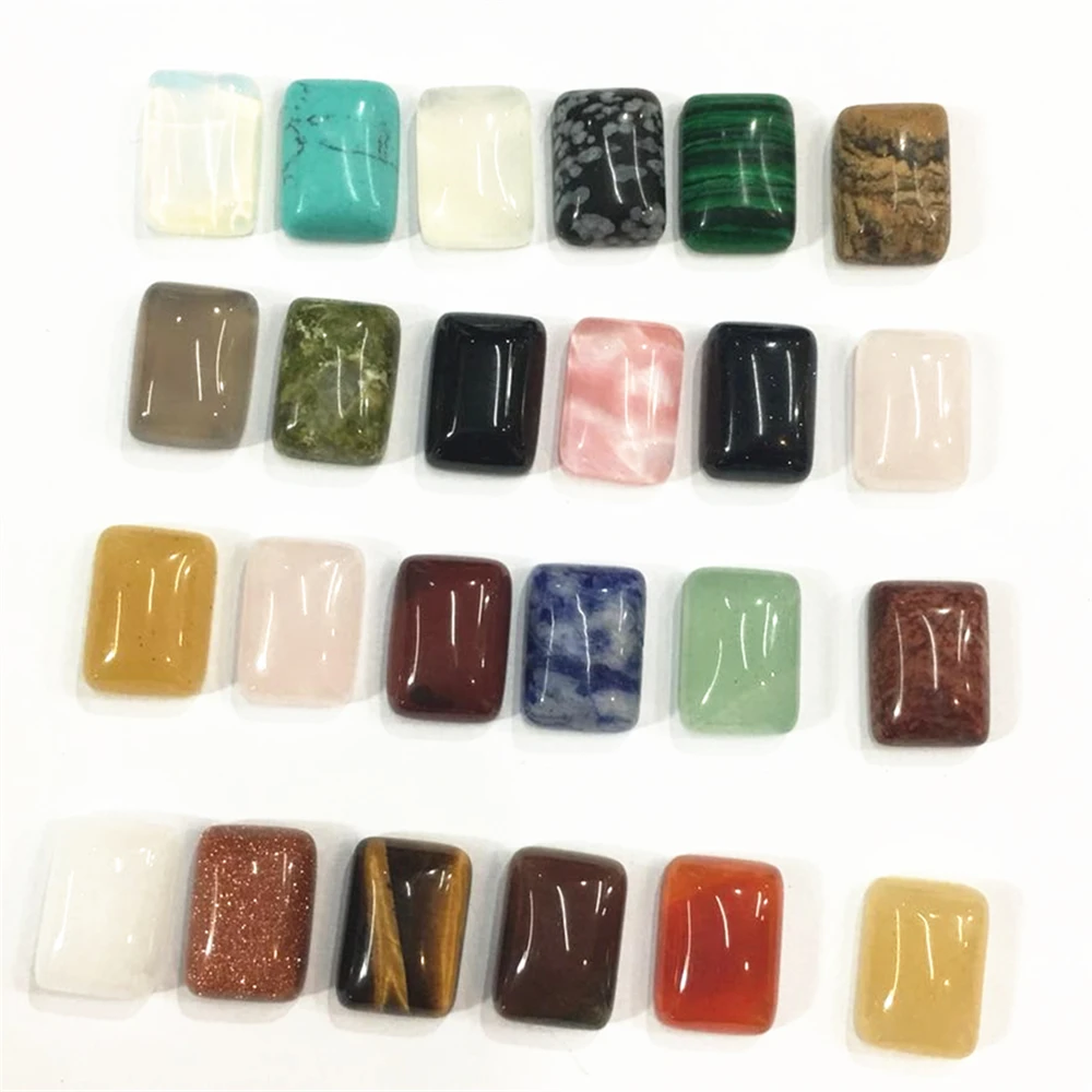 

10*14mm 50Pcs/lot Hot Wholesale Fashion Natural Stone Cabochons CAB Beads Rectangle High Quality for DIY Jewelry Finding Making