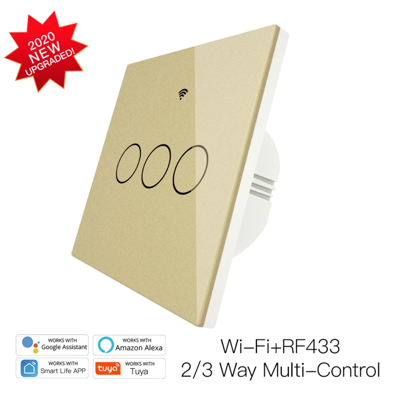 

Touch Switch Smart Home Light Switch Wall Interruptor Light Switch EU Standard Wifi+Bluetooth Mode Work With Alexa Google Home
