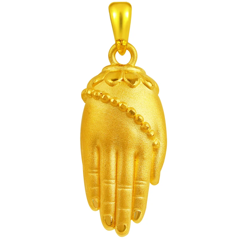 

Винтажный 3D Жесткий золотой кулон, 24 к, желтое золото, подвеска в виде руки Будды, женский кулон