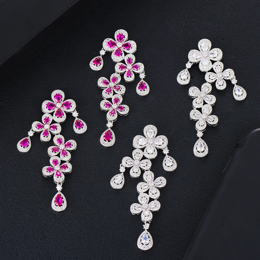 GODKI цветочные разноцветные серьги с фианитом для женщин свадебные кубическим