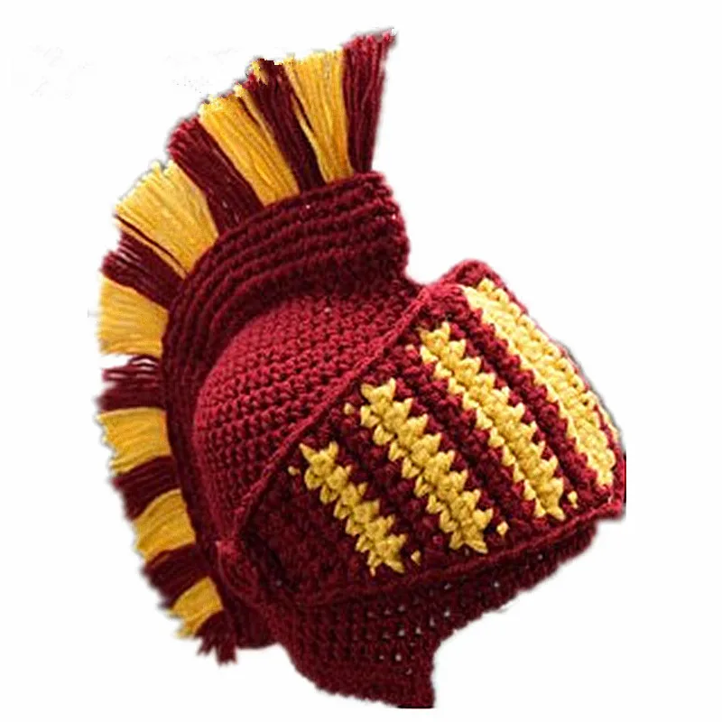 

Spartan Helmet Knight Crochet Hat Knitted Hat Ski Funny Mask Warm Winter Caps Beanie for Men Women Roman Knight Cap