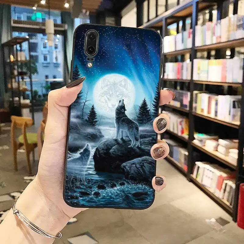 

Moon roaring wolf animal Phone Case For Huawei honor Mate P 10 20 30 40 Pro 10i 9 10 20 8 x Lite