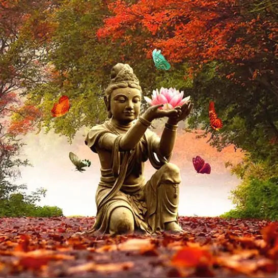 Религиозная алмазная 5D вышивка с мотивом будды лотоса бабочки цветов полностью