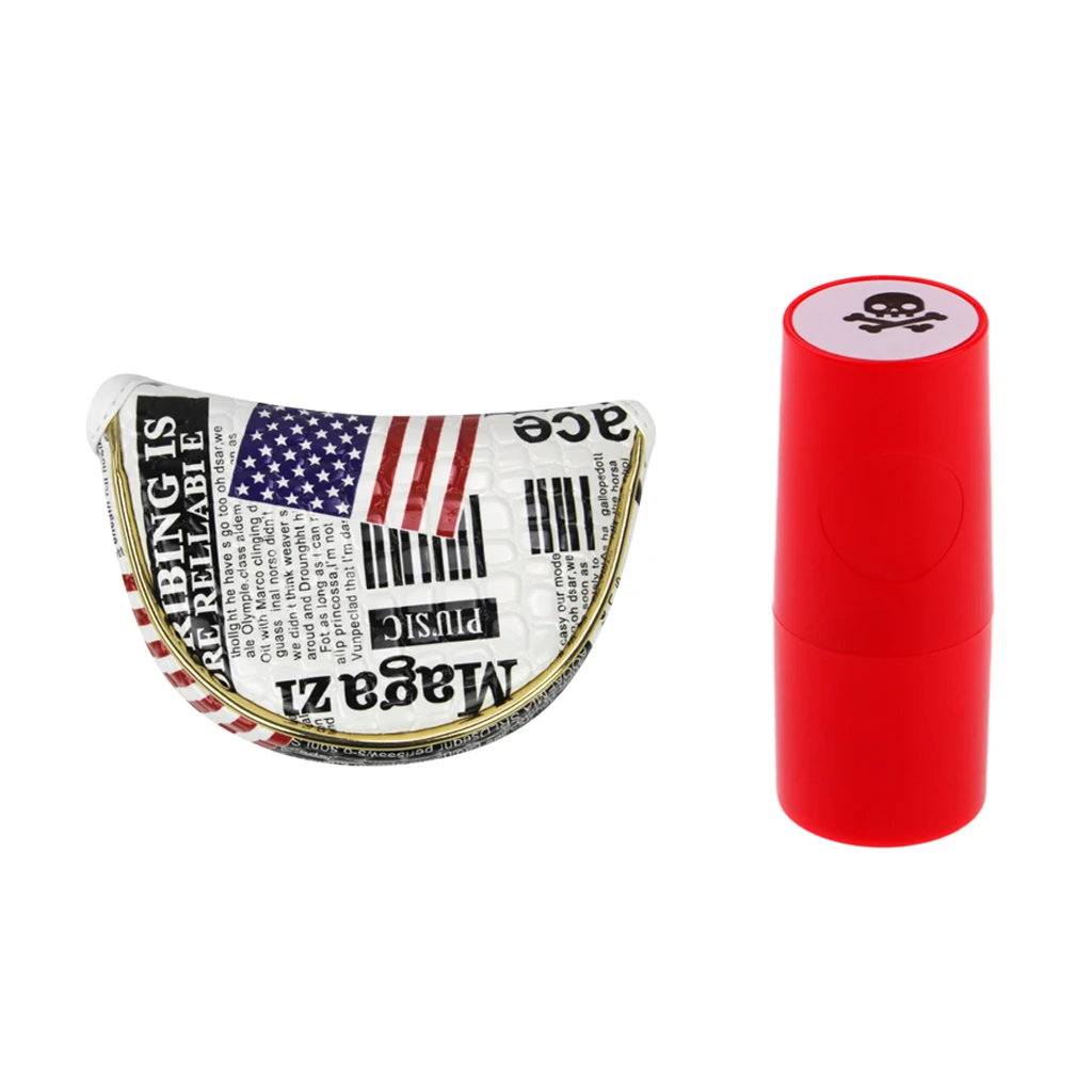 ПУ колотушка для гольфа крышка головы центр клюшки рукав и мяч штамп череп печать