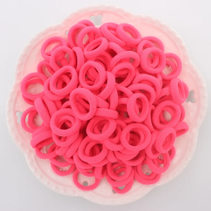 Fluorescent pink 100 шт./лот, диаметр 20 мм, вязаные эластичные резинки для волос ярких цветов из спандекса, аксессуары для волос для девочек - Цвет: Fluorescent pink