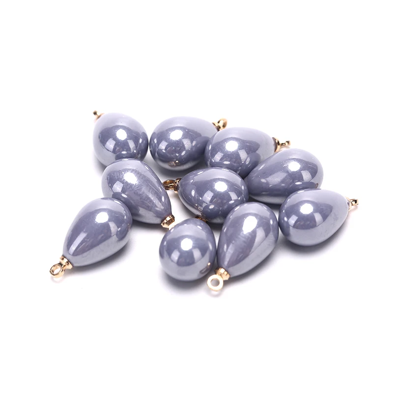 purple 10 шт./компл. модные капли воды жемчуг эмалированный подвески для самостоятельного изготовления ювелирных изделий серьги аксессуары - Окраска металла: purple