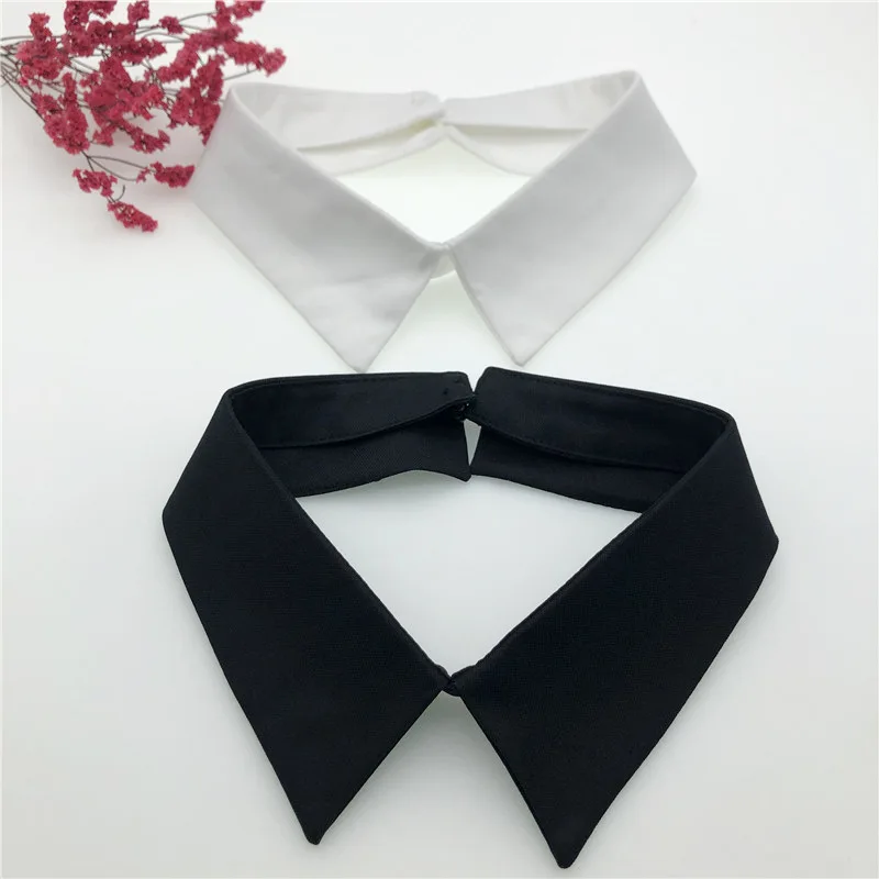 1pcs White Женский Галстук из шифона и хлопка с леопардовым принтом, джинсовый воротник с пуговицами, искусственный воротник с элегантным съемным воротником, съемный топ с отворотом - Цвет: 1pcs White