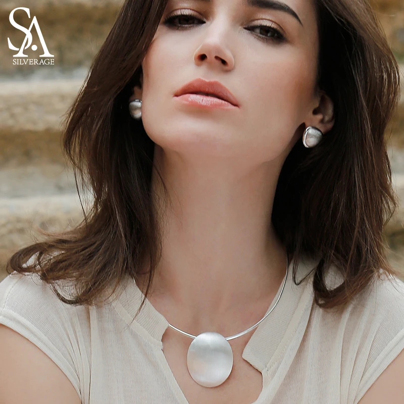 Женское колье-чокер SA SILVERAGE овальное ожерелье из стерлингового серебра 925 пробы 8