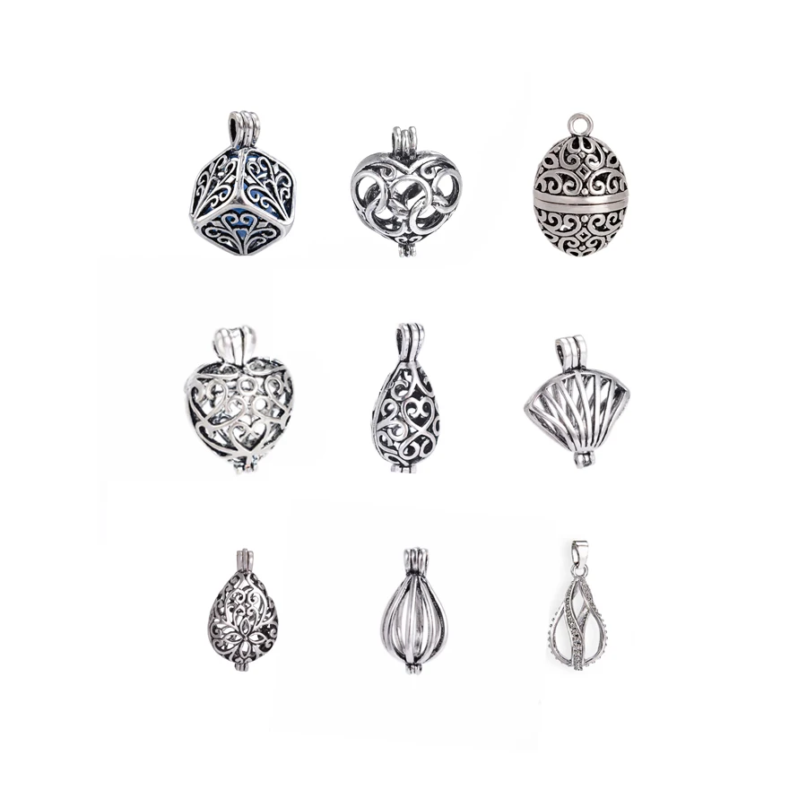 Античный серебряный цвет смешанный стиль клетка филигрань ароматерапия эфирное