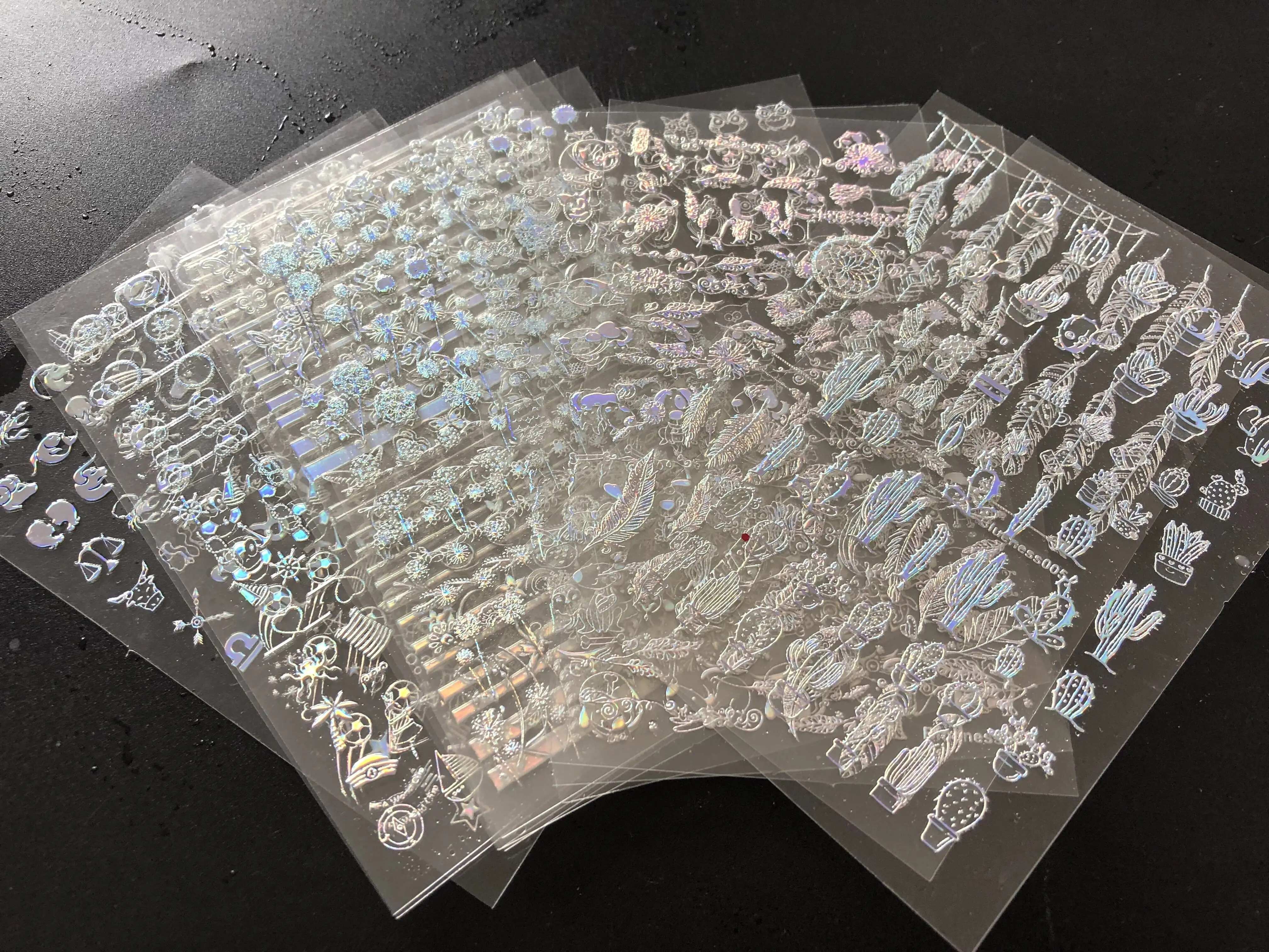 12 шт. Новое поступление блестящие наклейки для ногтей серебристые