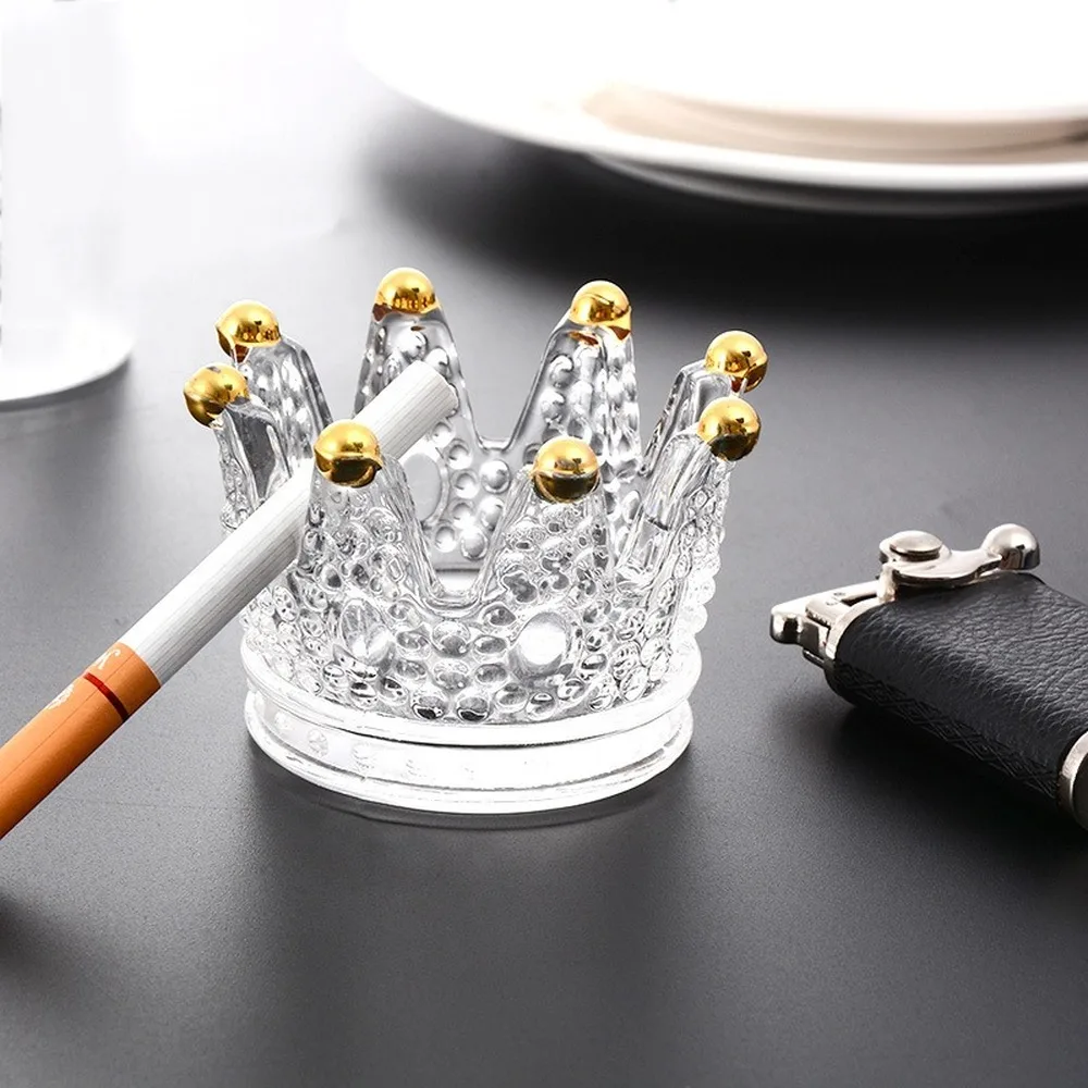 

Creative Crown Design Ashtray Personality Glass Ash Tray Transparent Wax Holder Candle Holder Ornaments Ashtray for Home Car