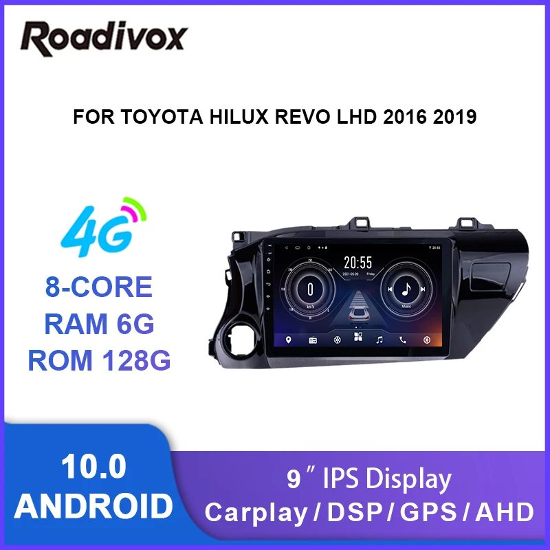 Автомагнитола 9 дюймов android 10 0 видеоплеер с gps-навигацией для Toyota Hilux revo LHD 2016 2019