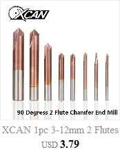 XCAN 1 шт. 90 градусов 2-12 мм Фаска фрезы Фрезы ЧПУ Концевая фреза с фиксированной точкой сверло Карбид Концевая фреза