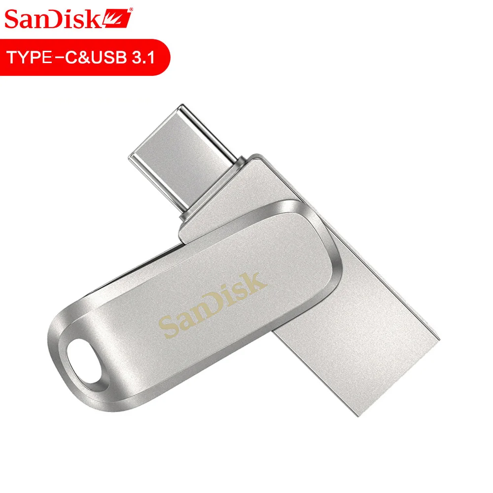 SanDisk Ultra Luxe USB 3 1 Type C двойной флеш накопитель 512 ГБ 256 128 Гб 64 32 металлический для