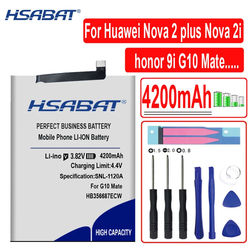 HSABAT HB356687ECW 4200 мАч аккумулятор для huawei nova 2 plus nova 2i honor 9i G10 mate 10 lite BAC-AL00 7X nova 2 plus