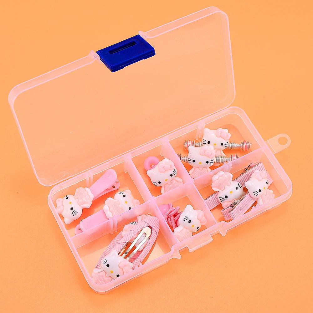 Милые детские аксессуары для волос hello kitty для девочек, детские заколки для волос с медвежонком и кроликом, эластичные резинки для волос с коробкой для хранения