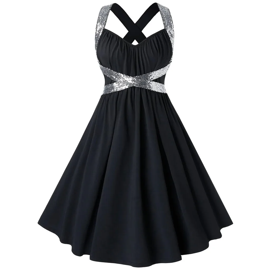 Женское Повседневное платье с блестками вечернее без рукавов 2020|Женские платья| |