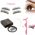 Магнитный естественно выглядящие Искусственные ресницы ручной работы 3D ресниц макияж для красоты ресниц наращивание инструмент 3 магниты магнитные ресницы