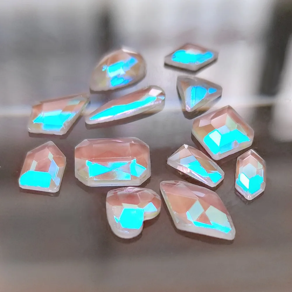 Блестящие стразы кристаллы без горячей фиксации удлиненные шестигранные для