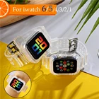 Ремешок спортивный для Apple Watch Band Series 6 1 2 3 4 5, силиконовый прозрачный браслет для Iwatch 5 4, 38 мм 40 мм 42 мм 44 мм, аксессуары