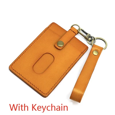 Yellow-Keychain Alisara ID Чехол для бейджа топ из воловьей кожи выдвижной ремешок вертикальный ID держатель Брелок Бизнес автобус Имя тег держатели для ключей - Цвет: Yellow-Keychain